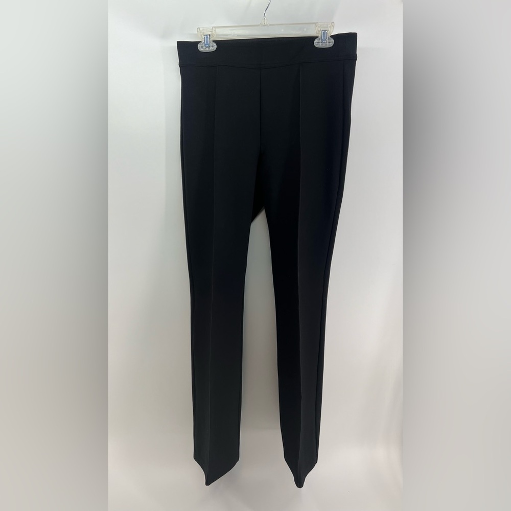 LOFT Black Stretchy Pull On Straight Leg Trousers Front Seam M Medium - Picture 2 of 9